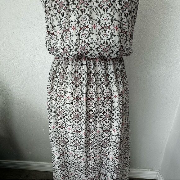 Sienna Sky Maxi Dress Black White Pattern Strappy Flowy V Neck SZ L - Picture 6 of 14